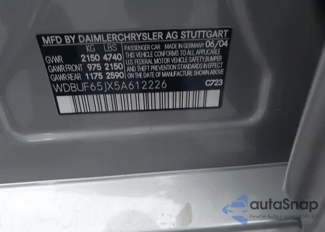 2005 Mercedes-Benz E 320 z USA, uszkodzony, nr VIN WDBUF65JX5A612226